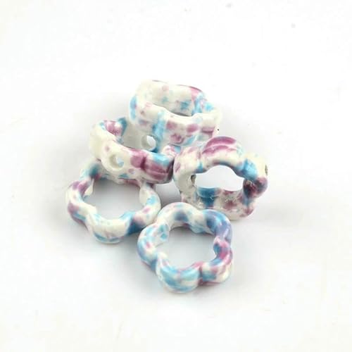 Neue 15 mm hohle fünfblättrige Blume, mehrfarbige Keramikperlen zur Schmuckherstellung, handgefertigtes Porzellanperlenarmband, Anhänger-TC181-25-10 Stück Neue 15 mm hohle fünfblättrige Blume, mehrfarbige Keramikperlen zur Schmuckherstellung, handgefertigtes Porzellanperlenarmband, Anhänger-TC181-25-10 Stück von HDJSDB