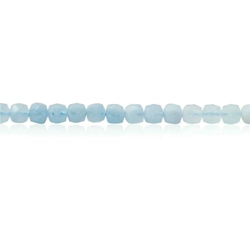 Opal, Rhodochrosit, Chrysokoll, Malachit, Turmalin, Naturstein, facettierte Würfelperlen, Größe 4,0 mm, zur Schmuckherstellung, DIY-Armband, Aquamarin, 4,0 mm von HDJSDB