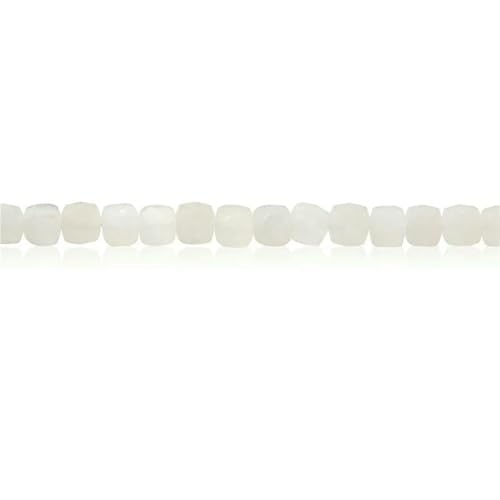 Opal, Rhodochrosit, Chrysokoll, Malachit, Turmalin, Naturstein, facettierte Würfelperlen, Größe 4,0 mm, zur Schmuckherstellung, DIY-Armband, Grauer Mondstein, 4,0 mm von HDJSDB