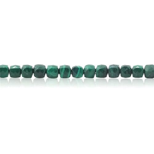 Opal, Rhodochrosit, Chrysokoll, Malachit, Turmalin, Naturstein, facettierte Würfelperlen, Größe 4,0 mm, zur Schmuckherstellung, DIY-Armband, Malachit, 4,0 mm von HDJSDB
