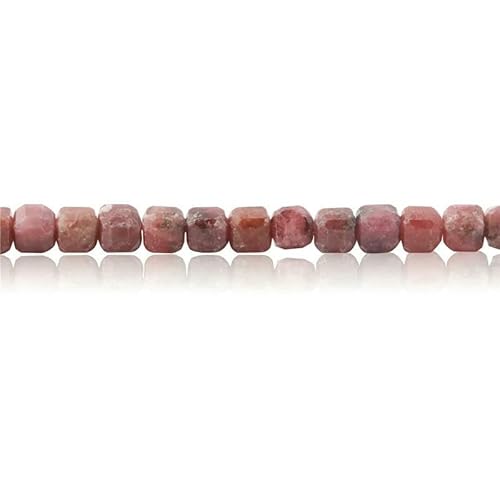 Opal, Rhodochrosit, Chrysokoll, Malachit, Turmalin, Naturstein, facettierte Würfelperlen, Größe 4,0 mm, zur Schmuckherstellung, DIY-Armband, Rhodochrosit, 4,0 mm von HDJSDB