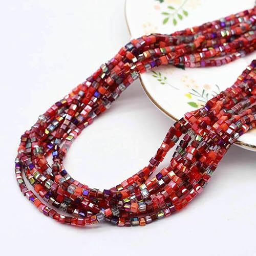 Pink Pur Color 3 4 5 mm Tschechische Glaskristallperlen Würfel Quadratische Kristallperlen Charms Farbe Bonbonperlen Für DIY Schmuckherstellung-T-3,0 mm 180 Stück von HDJSDB