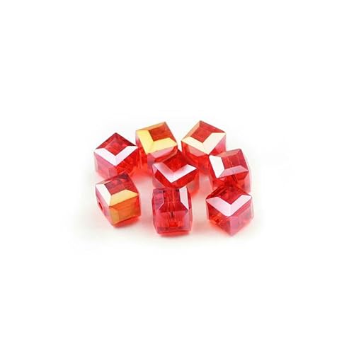 Quadratische Form, hochwertige österreichische Kristallperlen, Abstandshalter, 8 mm, 30 Stück, lose Perlen für die Schmuckherstellung, Armbandzubehör, DIY, Rot von HDJSDB