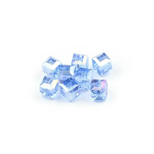 Quadratische Form, hochwertige österreichische Kristallperlen, Abstandshalter, 8 mm, 30 Stück, lose Perlen zur Schmuckherstellung, Armbandzubehör, DIY, Hellblau von HDJSDB