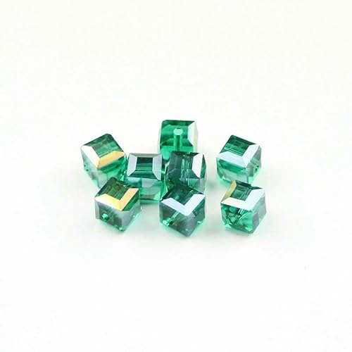 Quadratische Form, hochwertige österreichische Kristallperlen, Abstandshalter, 8 mm, 30 Stück, lose Perlen zur Schmuckherstellung, Armbandzubehör, DIY-Malachitgrün von HDJSDB