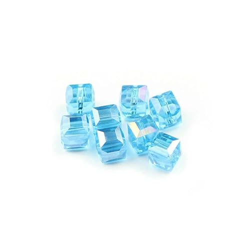 Quadratische Form, hochwertige österreichische Kristallperlen, Abstandshalter, 8 mm, 30 Stück, lose Perlen zur Schmuckherstellung, Armbandzubehör, DIY-Seeblau von HDJSDB
