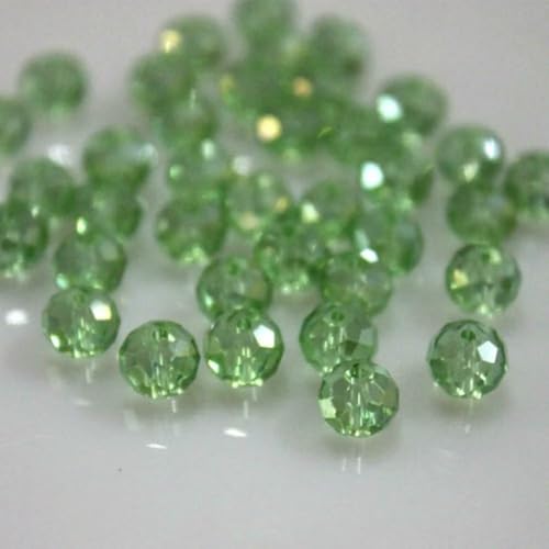 Rosa, mehrfarbig, 4 x 6 mm, 50 Stück, Rondelle, österreichische facettierte Kristallglasperlen, lose Abstandshalter, runde Perlen zur Schmuckherstellung, Hellgrün, 3 x 4,0 mm, 125 Stück von HDJSDB