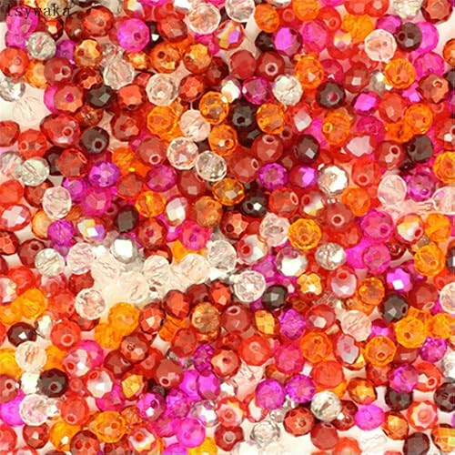 Rosa, mehrfarbig, 4 x 6 mm, 50 Stück, Rondelle, österreichische facettierte Kristallglasperlen, lose Abstandshalter, runde Perlen zur Schmuckherstellung, rot, mehrfarbig, 3 x 4,0 mm, 125 Stück Rosa, mehrfarbig, 4 x 6 mm, 50 Stück, Rondelle, österreichische facettierte Kristallglasperlen, lose Abstandshalter, runde Perlen zur Schmuckherstellung, rot, mehrfarbig, 3 x 4,0 mm, 125 Stück von HDJSDB