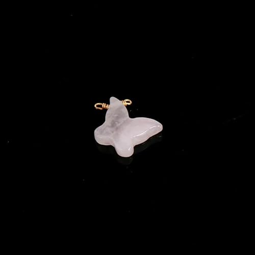 Schmetterlings-Kristall-Charm-Natursteinperlen zur Schmuckherstellung, DIY-Armband, Ohrring, Anhänger, Zubehör, H399-Rosenquarz von HDJSDB