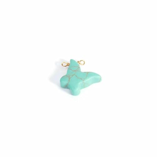 Schmetterlings-Kristall-Charm-Natursteinperlen zur Schmuckherstellung, DIY-Armband, Ohrring, Anhänger, Zubehör, H399-Türkis von HDJSDB
