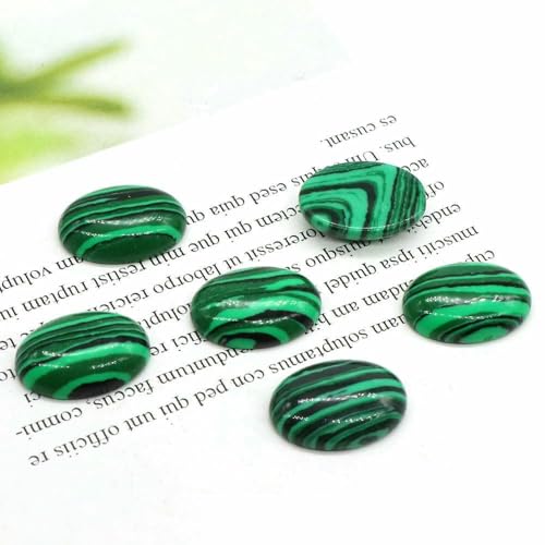 Stück/Los Naturkristalle Stein Oval Cabochon Perlen Flache Rückseite Cab Cameo DIY Ring Anhänger Halskette Schmuckherstellung Zubehör-Malachit Türkis-30x40mm von HDJSDB