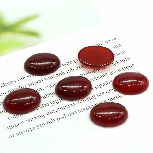 Stück/Los Naturkristalle Stein Oval Cabochon Perlen Flache Rückseite Cab Cameo DIY Ring Anhänger Halskette Schmuckherstellung Zubehör-Roter Achat-30x40mm von HDJSDB