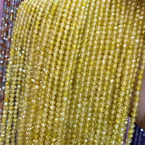 Winzige gelbe Kristallperlen, Edelsteine, facettiertes Tigerauge, natürliche Rutilquarzachatperlen zur Schmuckherstellung, Armbandherstellung, DIY-Gelber Zirkon, 2 mm von HDJSDB