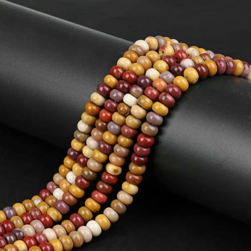 x 6 mm natürliche polierte Steinperlen, Abakus-Form, Rondelle, rote Achat-Tigerauge-Perlen zur Herstellung von Schmuck, Halsketten, Armbändern, Nr. 10 Mookait, 4 x 6 mm, 80–85 Stück x 6 mm natürliche polierte Steinperlen, Abakus-Form, Rondelle, rote Achat-Tigerauge-Perlen zur Herstellung von Schmuck, Halsketten, Armbändern, Nr. 10 Mookait, 4 x 6 mm, 80–85 Stück von HDJSDB