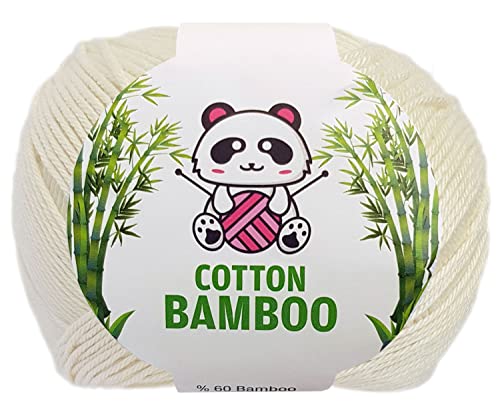 100 Gramm Bamboo Cotton Wolle weiches Häkelgarn (Creme 170-02) von HDK-VERSAND