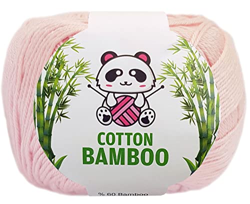 100 Gramm Bamboo Cotton Wolle weiches Häkelgarn (Hellrosa 170-04) von HDK-VERSAND