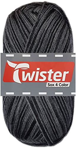 100 Gramm Twister Sox 4 Color Sockenwolle Superwash (115 Grau Multicolor) von HDK-VERSAND