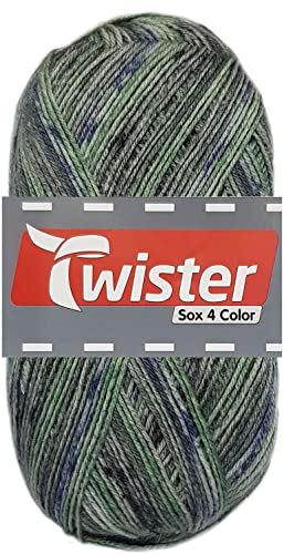 100 Gramm Twister Sox 4 Color Sockenwolle Superwash (828 Grün Schwarz Color) von HDK-VERSAND