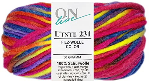 HDK-VERSAND 50 Gramm ONline Linie 231 Filzwolle Color aus 100% Schurwolle (0109 Konfetti Mix) von HDK-VERSAND