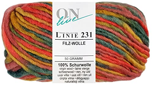 50 Gramm ONline Linie 231 Filzwolle Color aus 100% Schurwolle (0145 Konfetti Mix) von HDK-VERSAND