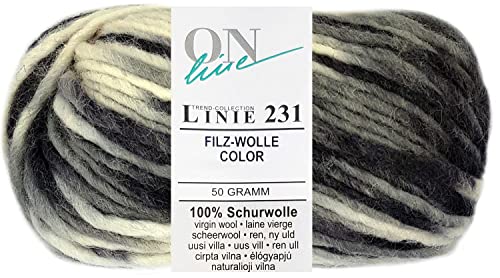 50 Gramm ONline Linie 231 Filzwolle Color aus 100% Schurwolle 0101 Schwarz Weiss Mix von HDK-VERSAND