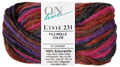 50 Gramm ONline Linie 231 Filzwolle Color aus 100% Schurwolle 0102 Schwarz Pink Mix von HDK-VERSAND