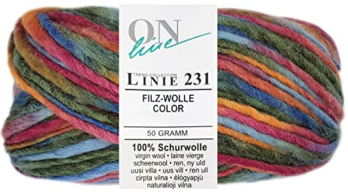 50 Gramm ONline Linie 231 Filzwolle Color aus 100% Schurwolle 0112 Clown Mix von HDK-VERSAND