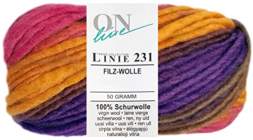 50 Gramm ONline Linie 231 Filzwolle Color aus 100% Schurwolle 0149 Sunny Beach Mix von HDK-VERSAND