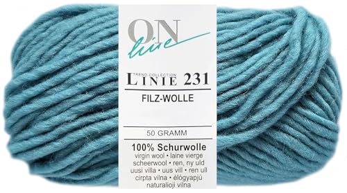 50 Gramm ONline Linie 231 Filzwolle Uni aus 100% Schurwolle (0031 Himmelblau) von HDK-VERSAND