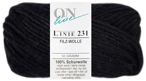 50 Gramm ONline Linie 231 Filzwolle Uni aus 100% Schurwolle (0903 Anthrazit) von HDK-VERSAND