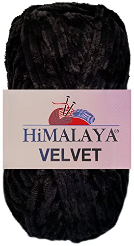 HDK-VERSAND 100 Gramm Himalaya Velvet Uni aus 100% Micro Polyester 90011 Schwarz von HDK-VERSAND