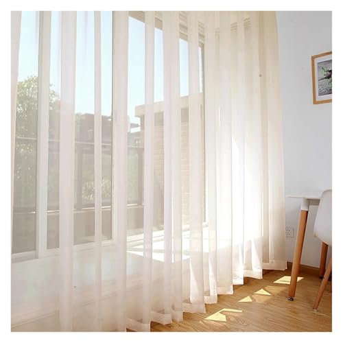1PC Beige Tüll Vorhang for Wohnzimmer Solide Sheer Garn for Halle Transparent Home Dekoration Hochzeit (Rod Tasche)(Beige,W200xL260cm 1pc) von HDKAH