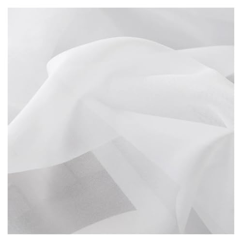 1PC Beige Tüll Vorhang for Wohnzimmer Solide Sheer Garn for Halle Transparent Home Dekoration Hochzeit (Rod Tasche)(White,W200xL240cm 1pc) von HDKAH
