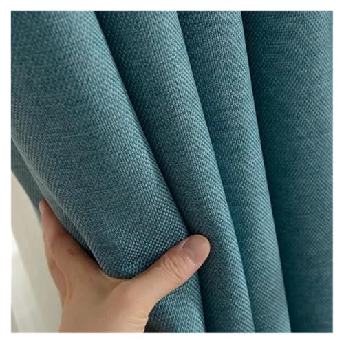HDKAH Maßgefertigter Fenstervorhang, 80% Verdunkelungsvorhang aus dickem Baumwollleinen for Wohnzimmer und Schlafzimmer, Luxusvorhänge (mit Stangentasche)(Blue,W100x130cm 1piece) von HDKAH