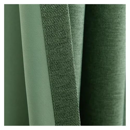 HDKAH Maßgefertigter Fenstervorhang, 80% Verdunkelungsvorhang aus dickem Baumwollleinen for Wohnzimmer und Schlafzimmer, Luxusvorhänge (mit Stangentasche)(Green,W200x270cm 1piece) von HDKAH