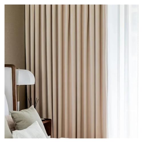 HDKAH Moderne beige Samtvorhänge for Wohnzimmer, Esszimmer, Schlafzimmer, Kaschmir, Verdunkelung, individuell anpassbar, Tür-/Fenstervorhang, Raumdekoration (Stangentasche)(Beige,W400cmxH250cm 1PC) von HDKAH