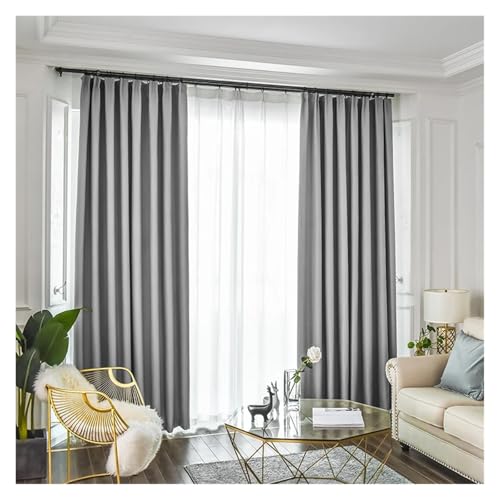 HDKAH Moderne himmelblaue Verdunkelungsvorhänge for Wohnzimmer, Schlafzimmer, Verdunkelungsvorhänge, Kindervorhänge, Türvorhänge (mit Stangentasche)(Gray,W100xH130cm 1Piece) von HDKAH
