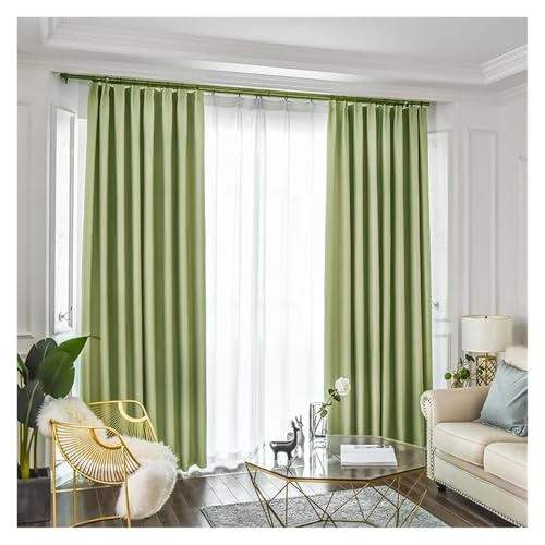 HDKAH Moderne himmelblaue Verdunkelungsvorhänge for Wohnzimmer, Schlafzimmer, Verdunkelungsvorhänge, Kindervorhänge, Türvorhänge (mit Stangentasche)(Green,W350xH250cm 1Piece) von HDKAH