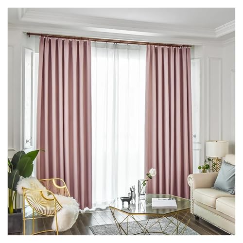 HDKAH Moderne himmelblaue Verdunkelungsvorhänge for Wohnzimmer, Schlafzimmer, Verdunkelungsvorhänge, Kindervorhänge, Türvorhänge (mit Stangentasche)(Pink,W100xH250cm 1Piece) von HDKAH