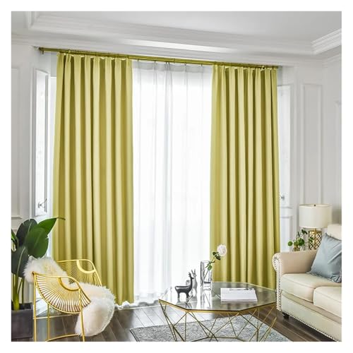 HDKAH Moderne himmelblaue Verdunkelungsvorhänge for Wohnzimmer, Schlafzimmer, Verdunkelungsvorhänge, Kindervorhänge, Türvorhänge (mit Stangentasche)(Yellow,W100xH250cm 1Piece) von HDKAH