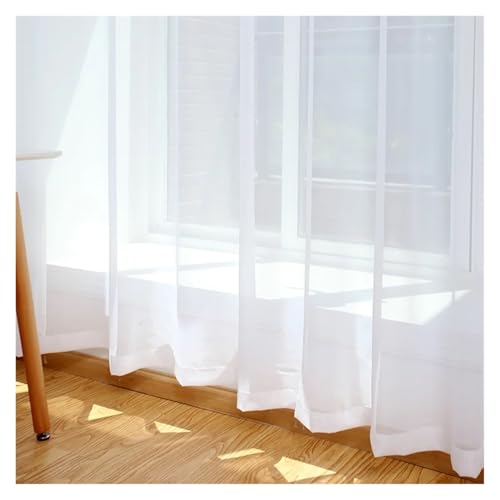 HDKAH Weiße, einfarbige Tüllvorhänge, Fensterschutz for Schlafzimmer und Küche, transparente Voile-Jalousien, Gardinen, Gaze-Behandlungen, Tür (Stangentasche)(W250xL260cm 1pc) von HDKAH