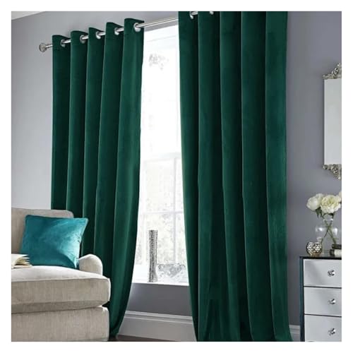 Moderne, luxuriöse, Dicke, verdunkelnde Blaue Samtvorhänge for Wohnzimmer, Schlafzimmer, Esszimmer, Villa, Zimmervorhänge, Dekor, Tüll, Trenntür (Stangentasche)(Green,W500cm x H250cm 1pc) von HDKAH
