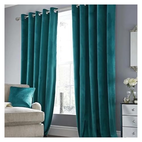 Moderne, luxuriöse, Dicke, verdunkelnde Blaue Samtvorhänge for Wohnzimmer, Schlafzimmer, Esszimmer, Villa, Zimmervorhänge, Dekor, Tüll, Trenntür (Stangentasche)(Light Green,W500cm x H250cm 1pc) von HDKAH