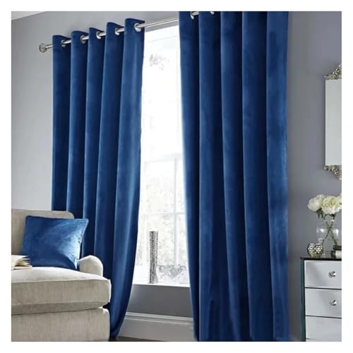 Moderne, luxuriöse, Dicke, verdunkelnde Blaue Samtvorhänge for Wohnzimmer, Schlafzimmer, Esszimmer, Villa, Zimmervorhänge, Dekor, Tüll, Trenntür (Stangentasche)(Navy Blue,W500cm x H250cm 1pc) von HDKAH