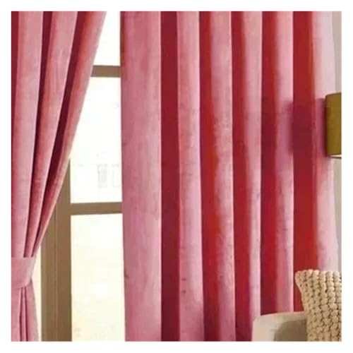 Moderne, luxuriöse, Dicke, verdunkelnde Blaue Samtvorhänge for Wohnzimmer, Schlafzimmer, Esszimmer, Villa, Zimmervorhänge, Dekor, Tüll, Trenntür (Stangentasche)(Pink,W500cm x H250cm 1pc) von HDKAH
