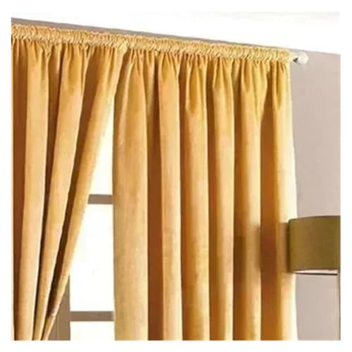 Moderne, luxuriöse, Dicke, verdunkelnde Blaue Samtvorhänge for Wohnzimmer, Schlafzimmer, Esszimmer, Villa, Zimmervorhänge, Dekor, Tüll, Trenntür (Stangentasche)(Yellow,W100cm x H250cm 1pc) von HDKAH