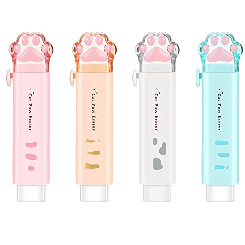 HDKAJL Katzenpfoten Radiergummi, 4 Stück Einziehbare Radiergummis, Niedliche Kawaii Push-Pull Radiergummi für Kinder, Fasching, Studenten, Schreiben, Büro, Schulbedarf HDKAJL Katzenpfoten Radiergummi, 4 Stück Einziehbare Radiergummis, Niedliche Kawaii Push-Pull Radiergummi für Kinder, Fasching, Studenten, Schreiben, Büro, Schulbedarf von HDKAJL