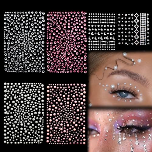 HDKAJL 1600 PCS Glitzersteine Gesicht,6 Stück Glitzersteine Silber, Strasssteine Selbstklebend Glitzersteine Selbstklebend, Strasssteine Gesicht, Glitzersteine Silber Für Gesicht,Nägel,Kunsthandwerk von HDKAJL