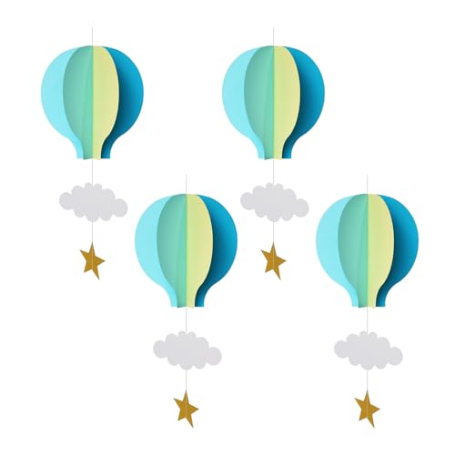 Heißluftballon-Anhänger, Hochzeit, Heimdekoration, Papierornament, für Geburtstagsparty, Familientreffen, Wandkunst, Dekoration, 4 Stück Heißluftballon-Anhänger, Hochzeit, Heimdekoration, Papierornament, für Geburtstagsparty, Familientreffen, Wandkunst, Dekoration, 4 Stück von HDKEAN