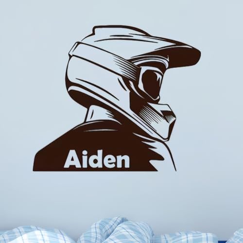 HDLOVE Personalisierte Motocross-Wandkunst, Individueller Dirtbike-Aufkleber, Abnehmbarer Vinyl-Aufkleber for Heimdekoration, Jungen-Schlafzimmer-Accessoires Und Garagen-Dekor(56x48cm) von HDLOVE